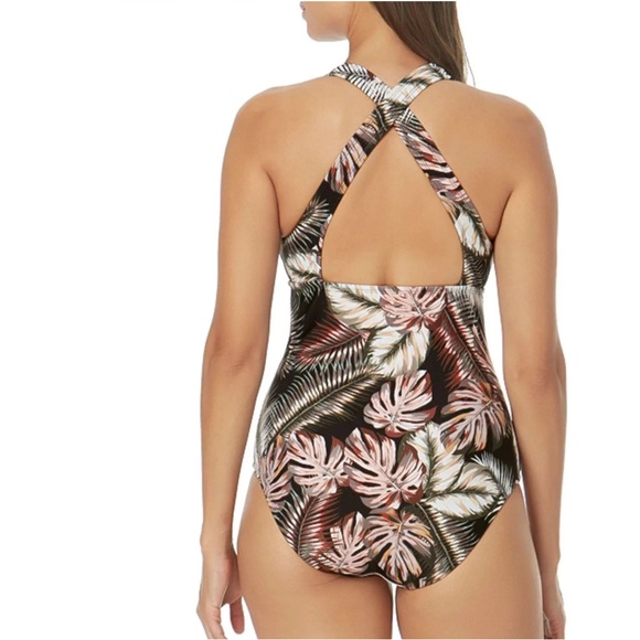 Hurley Women's 4 Way Stretch One Piece UPF 50+ Swimsuit (Scattered Palm, - Picture 2 of 5